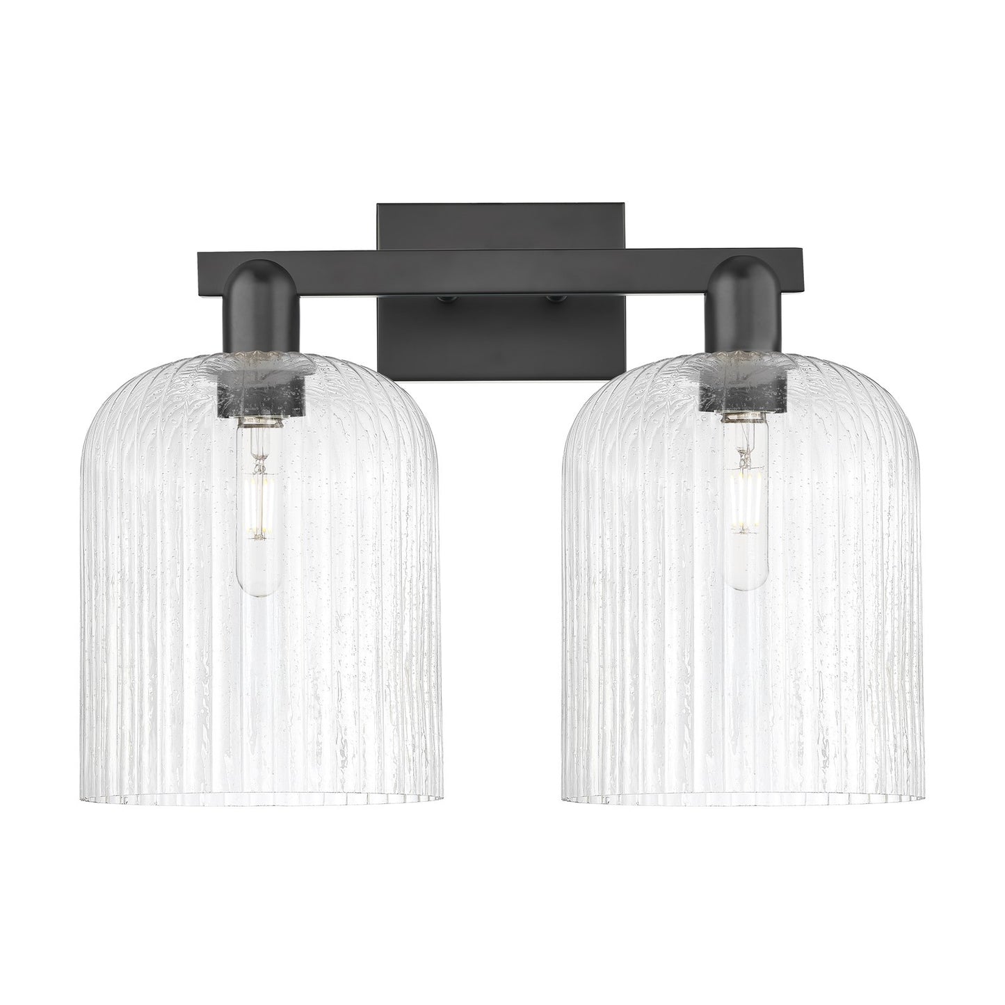 Innovations Bridal Veil 19in 2-Light Bath Vanity Light | Industrial Matte Black Steel and Seedy Bell Glass | Bathroom Vanity | Model 716-2W-BK-G559-8SDY
