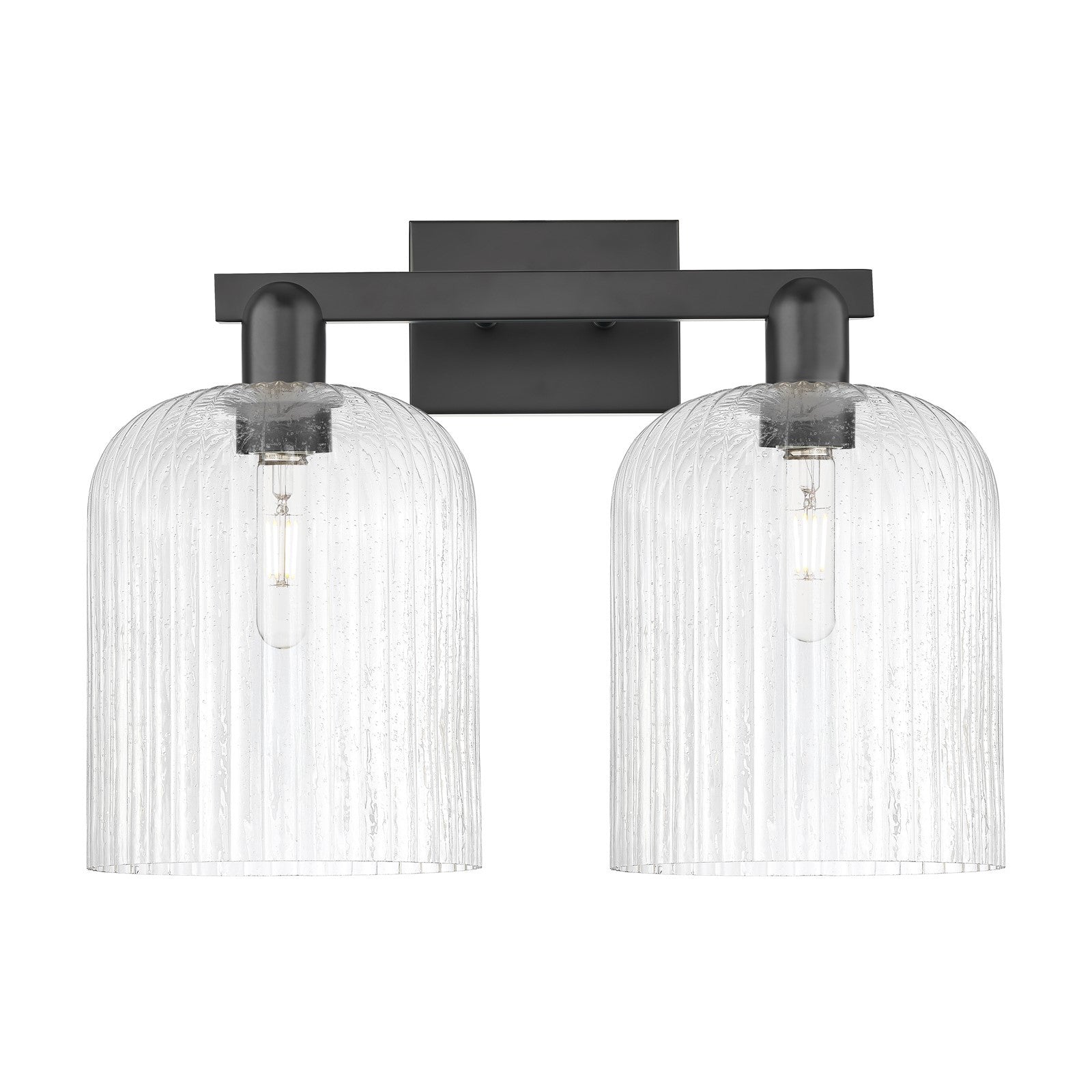 Innovations Bridal Veil 19in 2-Light Bath Vanity Light | Industrial Matte Black Steel and Seedy Bell Glass | Bathroom Vanity | Model 716-2W-BK-G559-8SDY