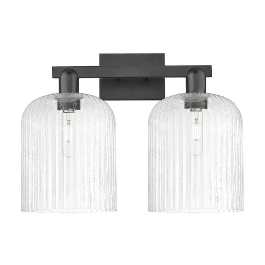 Innovations Bridal Veil 19in 2-Light Bath Vanity Light | Industrial Matte Black Steel and Seedy Bell Glass | Bathroom Vanity | Model 716-2W-BK-G559-8SDY