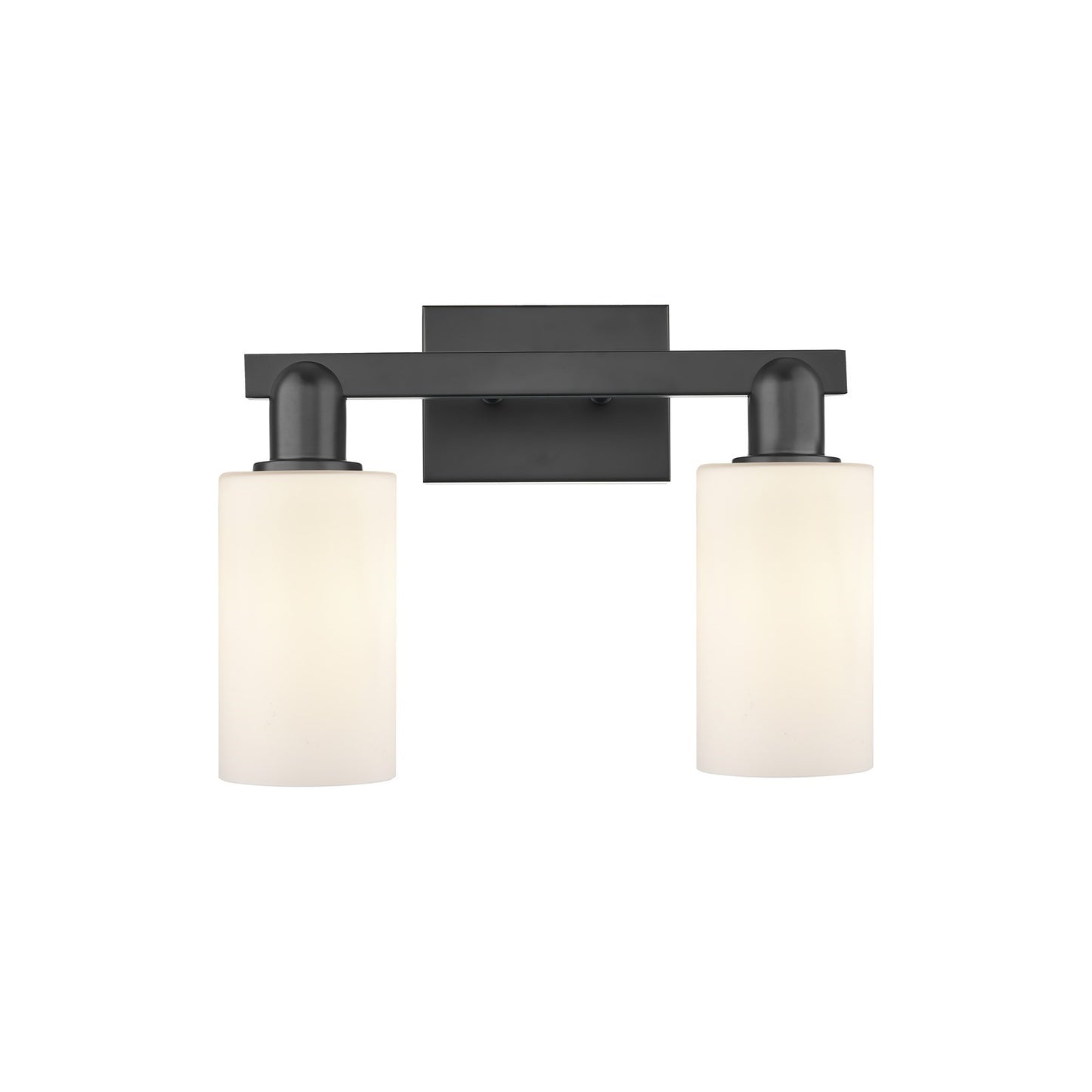 Innovations Clymer 15in 2-Light Bath Vanity Light | Industrial Matte Black Steel and Matte White Glass | Bathroom Vanity | 14.88 x | Model 716-2W-BK-G801