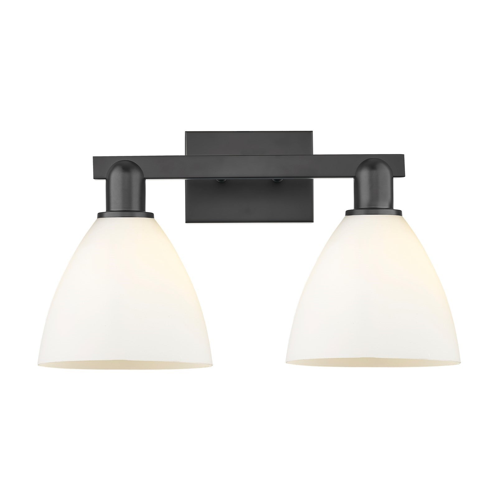 Innovations Bristol 19in 2-Light Bath Vanity Light | Industrial Matte Black Steel and Matte White Glass | Bathroom Vanity | 18.5 | Model 716-2W-BK-GBD-751