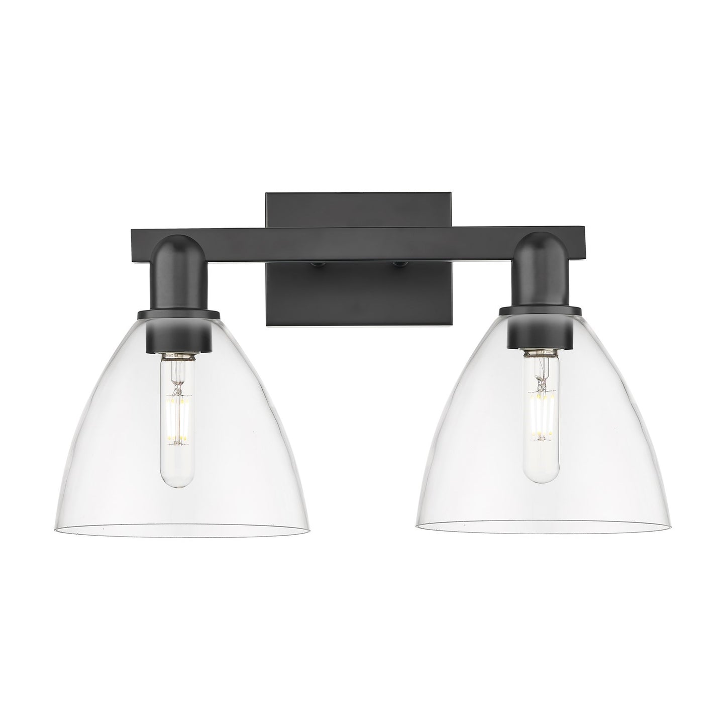 Innovations Bristol 19in 2-Light Bath Vanity Light | Industrial Matte Black Steel and Clear Glass | Bathroom Vanity | 18.5 x | Model 716-2W-BK-GBD-752