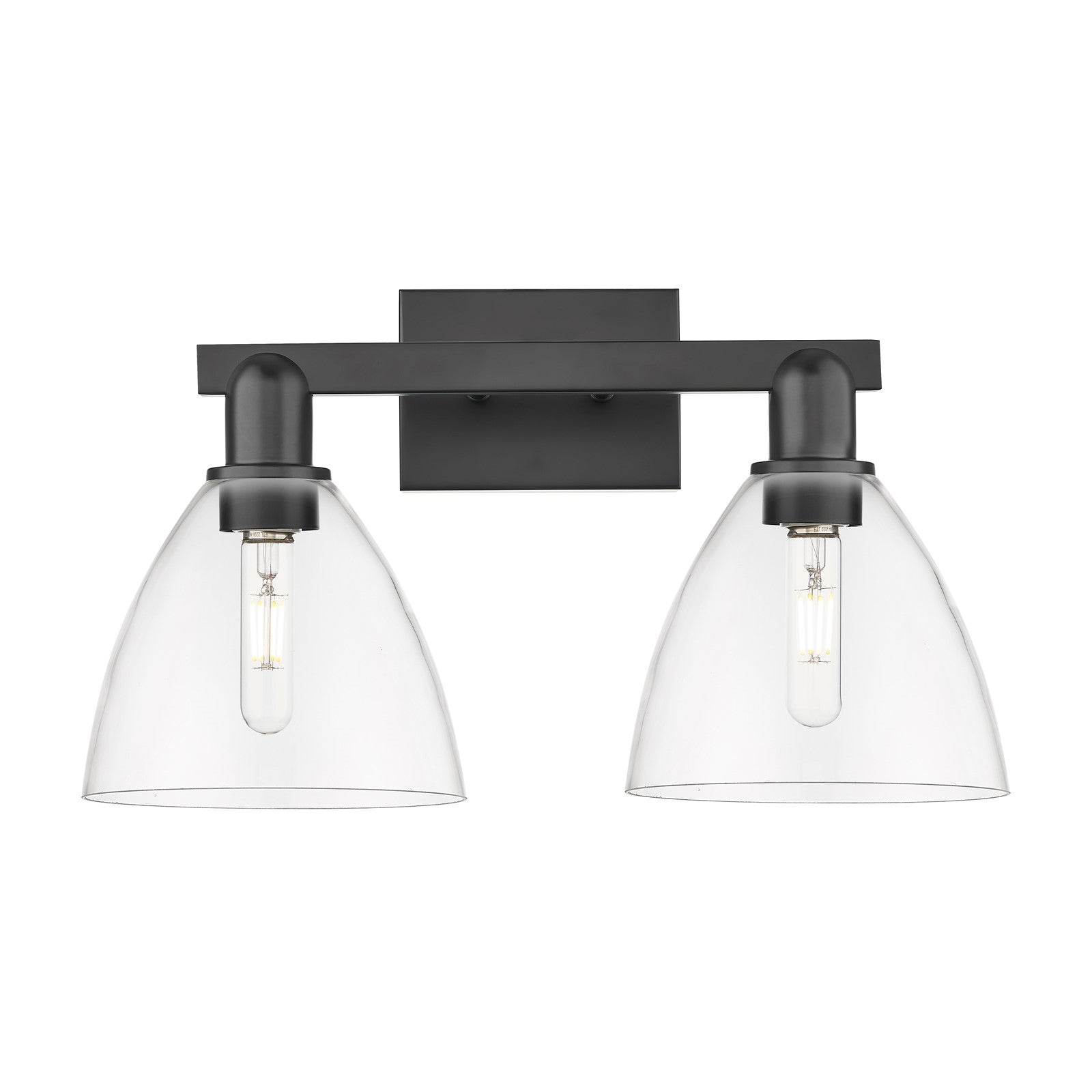 Innovations Bristol 19in 2-Light Bath Vanity Light | Industrial Matte Black Steel and Clear Glass | Bathroom Vanity | 18.5 x | Model 716-2W-BK-GBD-752
