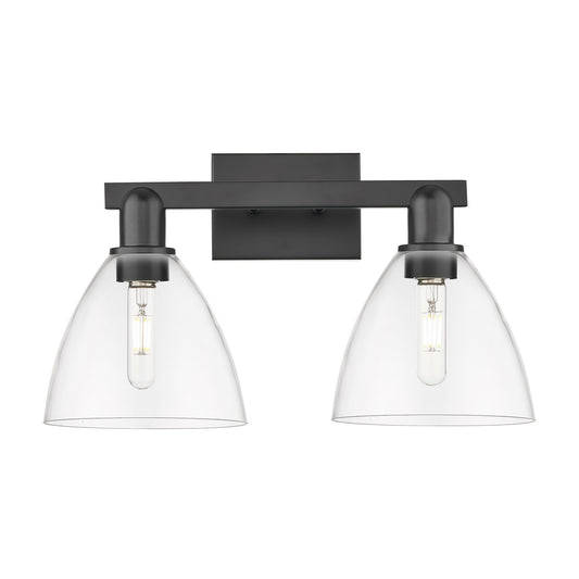Innovations Bristol 19in 2-Light Bath Vanity Light | Industrial Matte Black Steel and Clear Glass | Bathroom Vanity | 18.5 x | Model 716-2W-BK-GBD-752