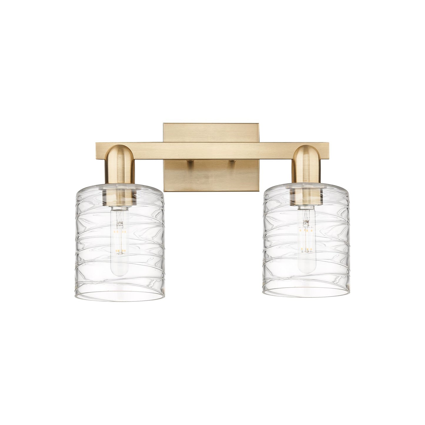 Innovations Cobbleskill 16in 2-Light Bath Vanity Light | Industrial Champagne Bronze Steel and Deco Swirl Glass | Bathroom Vanity | Model 716-2W-CB-G1113