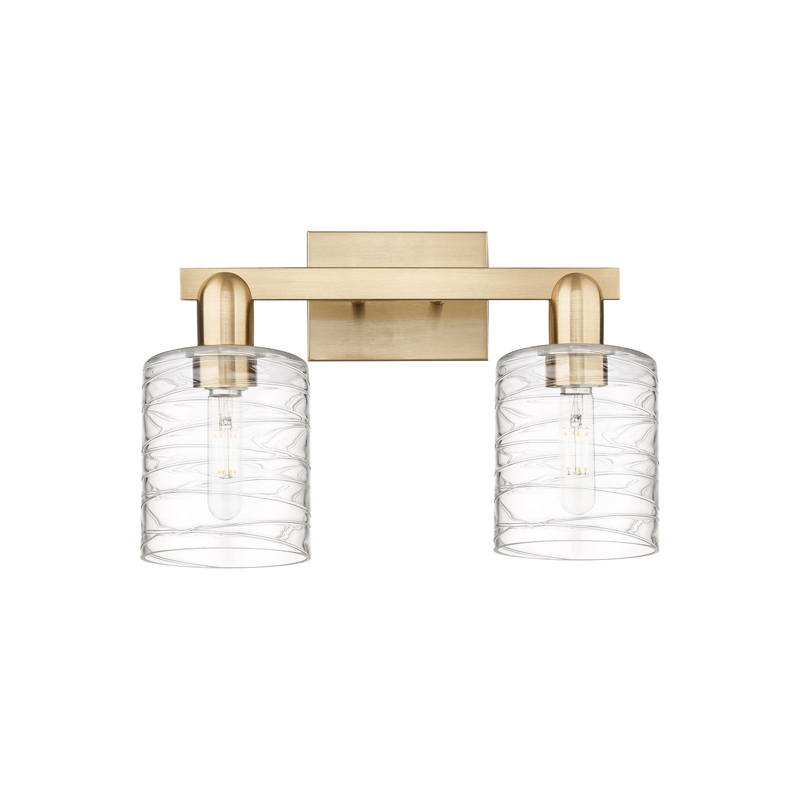 Innovations Cobbleskill 16in 2-Light Bath Vanity Light | Industrial Champagne Bronze Steel and Deco Swirl Glass | Bathroom Vanity | Model 716-2W-CB-G1113