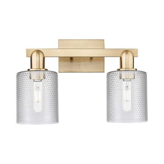 Innovations Cobbleskill 16in 2-Light Bath Vanity Light | Industrial Modern Champagne Bronze Steel and Clear Glass | Bathroom Vanity | Model 716-2W-CB-G112