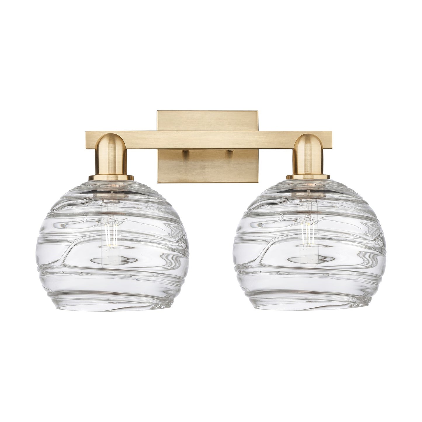 Innovations Athens Deco Swirl 19in 2-Light Bath Vanity Light | Industrial Champagne Bronze Steel and Clear Deco Swirl Glass | Model 716-2W-CB-G1213-8CL