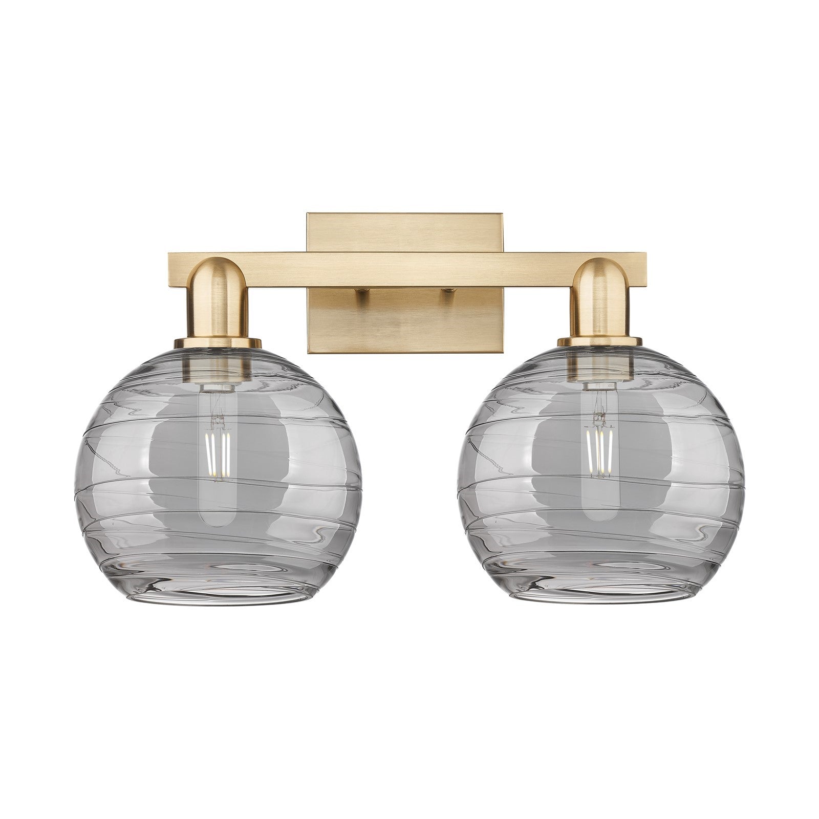 Innovations Athens Deco Swirl 19in 2-Light Bath Vanity Light | Industrial Champagne Bronze Steel and Light Smoke Glass | Model 716-2W-CB-G1213-8SM