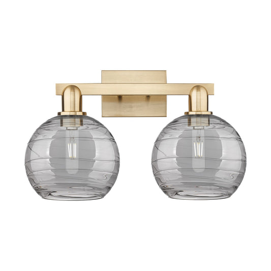 Innovations Athens Deco Swirl 19in 2-Light Bath Vanity Light | Industrial Champagne Bronze Steel and Light Smoke Glass | Model 716-2W-CB-G1213-8SM