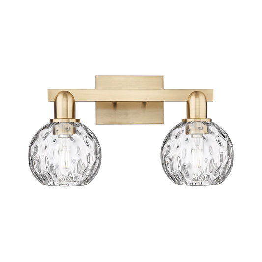 Innovations Athens Water Glass 17in 2-Light Bath Vanity | Industrial Champagne Bronze Steel and Clear Glass Globe Shades | Model 716-2W-CB-G1215-6