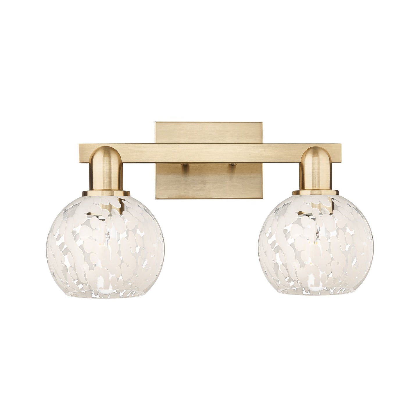 Innovations White Mouchette 17in 2-Light Bath Vanity | Industrial Champagne Bronze Steel and White Glass Globe Shade | Model 716-2W-CB-G1216-6WM