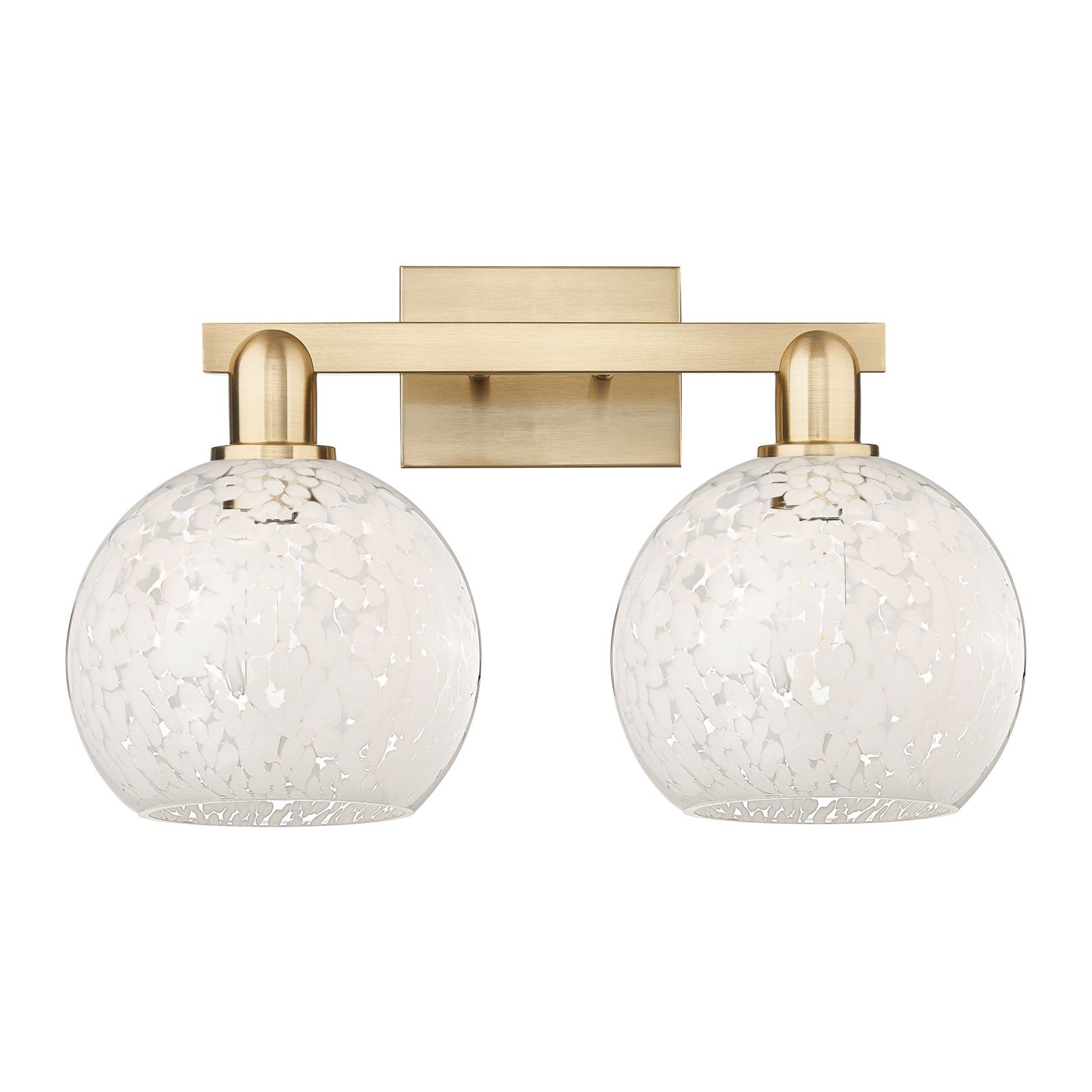 Innovations Lighting White Mouchette 19in 2-Light Bath Vanity | Industrial Champagne Bronze Steel and White Mouchette Glass | Model 716-2W-CB-G1216-8WM
