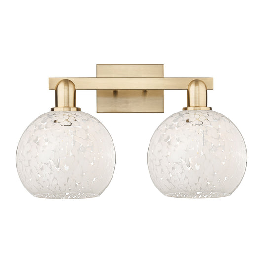 Innovations Lighting White Mouchette 19in 2-Light Bath Vanity | Industrial Champagne Bronze Steel and White Mouchette Glass | Model 716-2W-CB-G1216-8WM