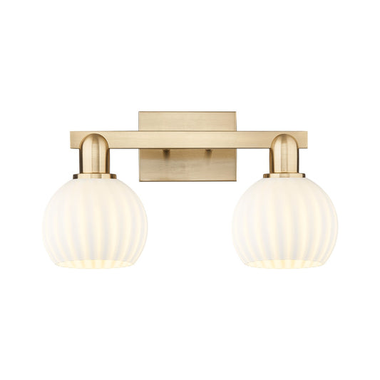 Innovations Arcadia 17in 2-Light Bath Vanity Light | Industrial Champagne Bronze Steel and White Venetian Glass | Bathroom | Model 716-2W-CB-G1217-6WV