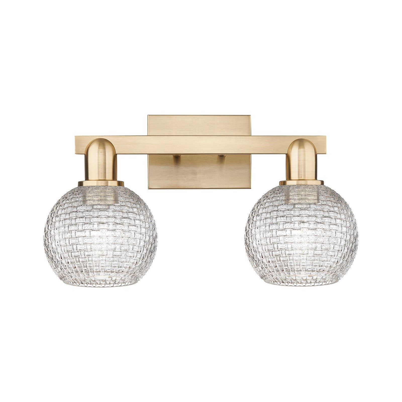 Innovations Athens 17in 2-Light Bath Vanity Light | Industrial Champagne Bronze Steel and Clear Basket Weave Glass | Bathroom | Model 716-2W-CB-G122C-6CL