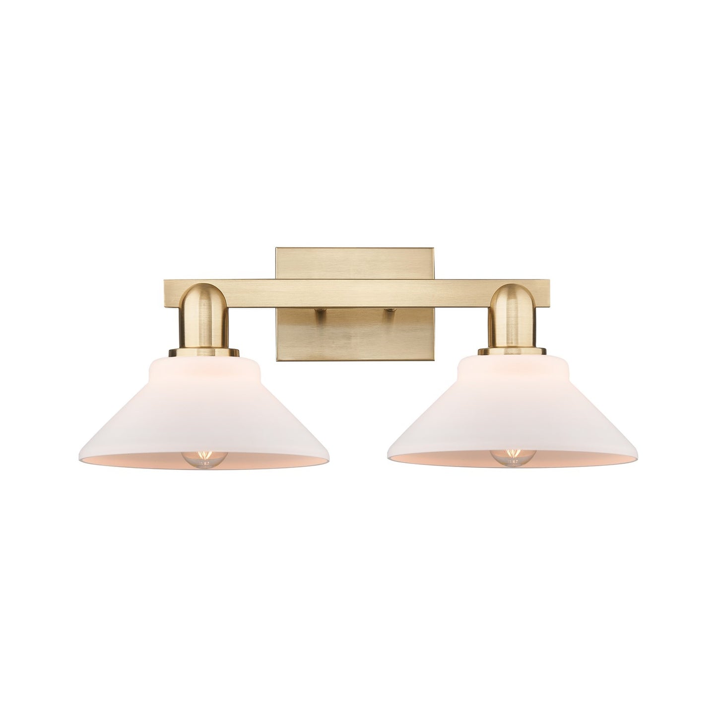 Innovations Orwell 19in 2-Light Bath Vanity Light | Industrial Champagne Bronze Steel and Matte White Glass | Bathroom Vanity | Model 716-2W-CB-G131
