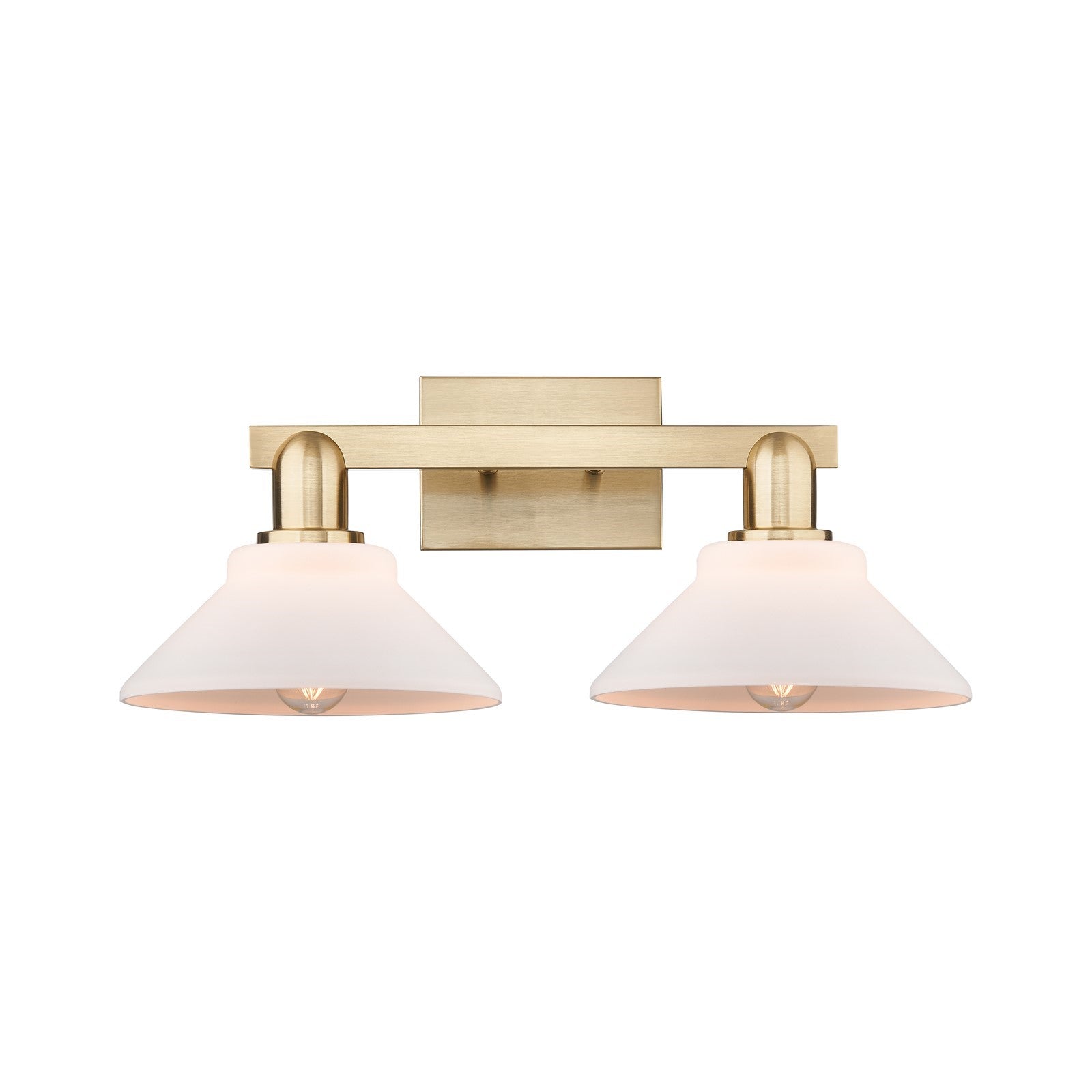 Innovations Orwell 19in 2-Light Bath Vanity Light | Industrial Champagne Bronze Steel and Matte White Glass | Bathroom Vanity | Model 716-2W-CB-G131