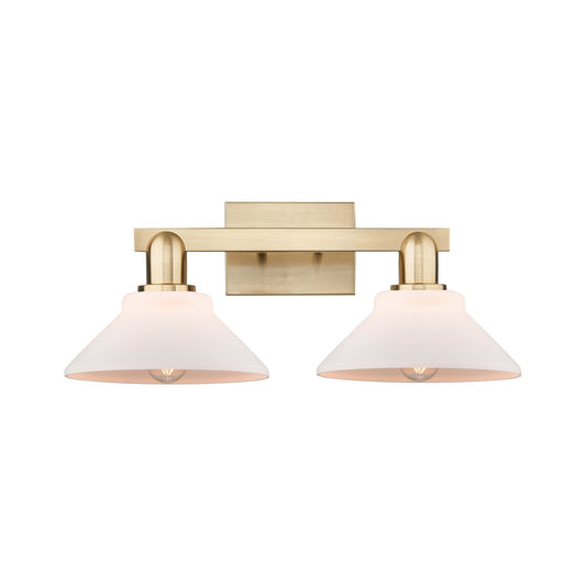 Innovations Orwell 19in 2-Light Bath Vanity Light | Industrial Champagne Bronze Steel and Matte White Glass | Bathroom Vanity | Model 716-2W-CB-G131