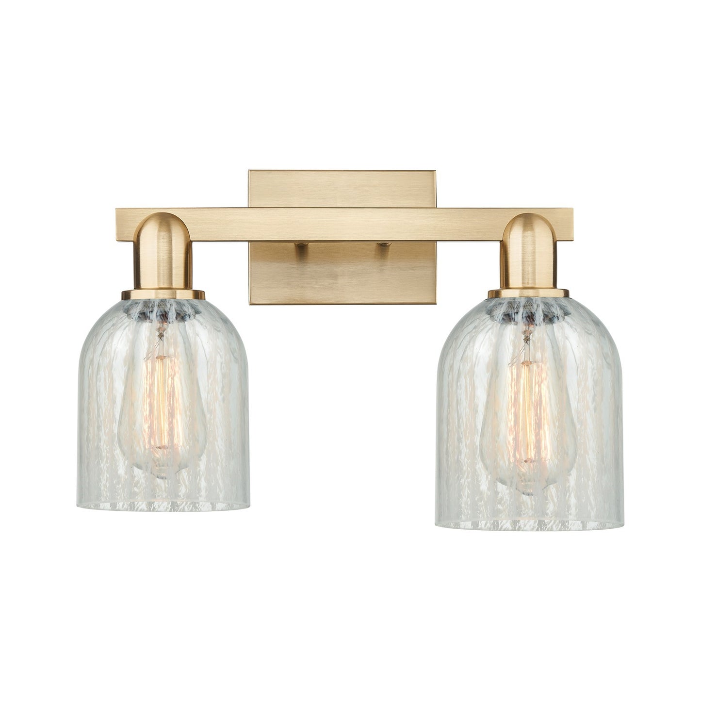 Innovations Caledonia 16in 2-Light Bath Vanity Light | Industrial Champagne Bronze Steel and Mouchette Glass | Bathroom Vanity | Model 716-2W-CB-G2511