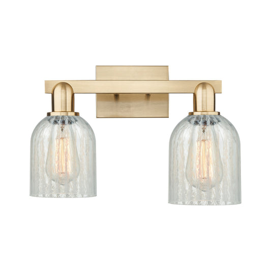 Innovations Caledonia 16in 2-Light Bath Vanity Light | Industrial Champagne Bronze Steel and Mouchette Glass | Bathroom Vanity | Model 716-2W-CB-G2511
