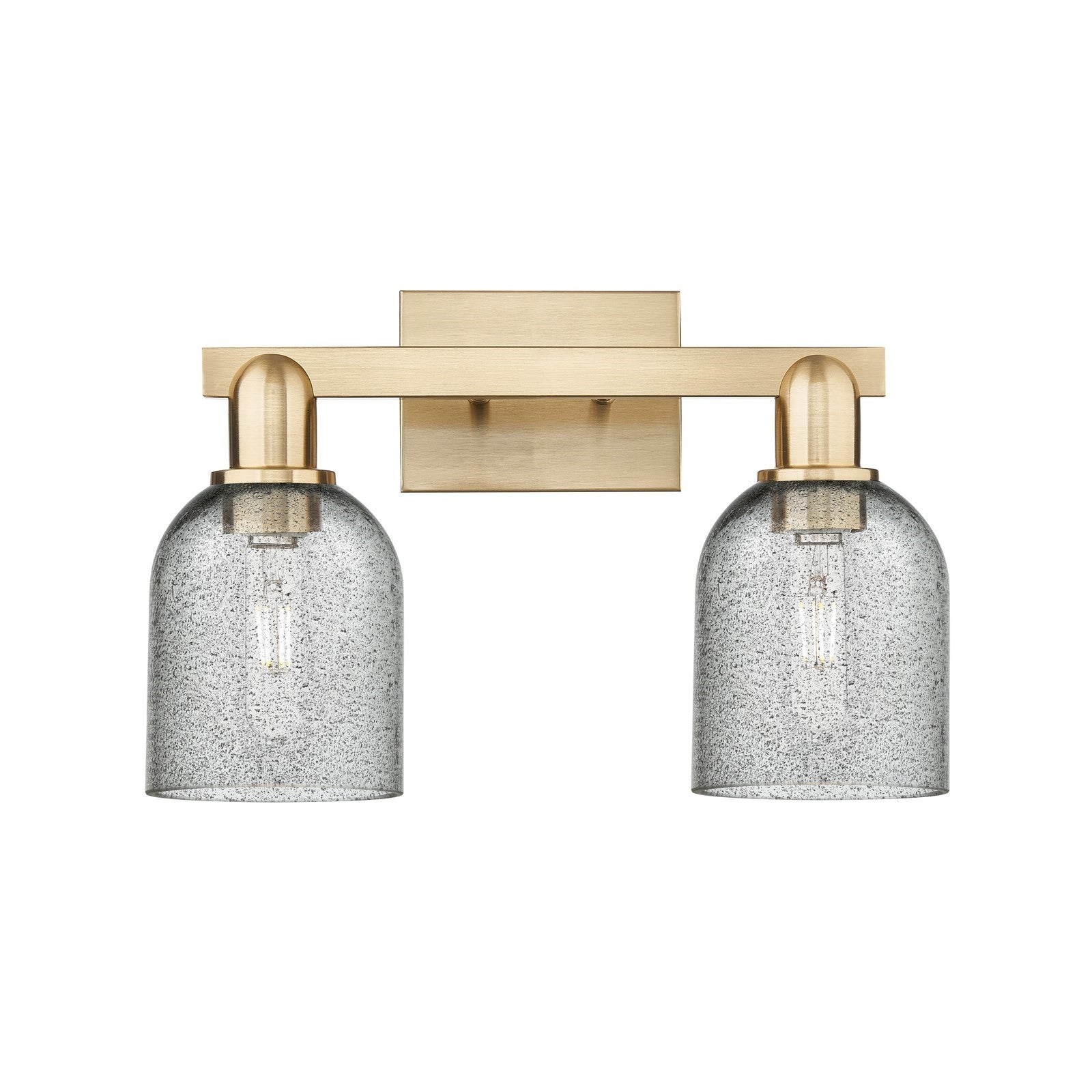 Innovations Caledonia 16in 2-Light Bath Vanity Light | Industrial Champagne Bronze Steel and Charcoal Glass | Bathroom Vanity & | Model 716-2W-CB-G257
