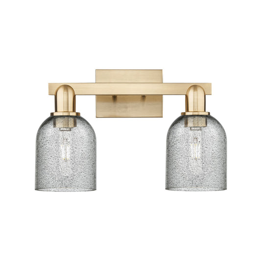 Innovations Caledonia 16in 2-Light Bath Vanity Light | Industrial Champagne Bronze Steel and Charcoal Glass | Bathroom Vanity & | Model 716-2W-CB-G257