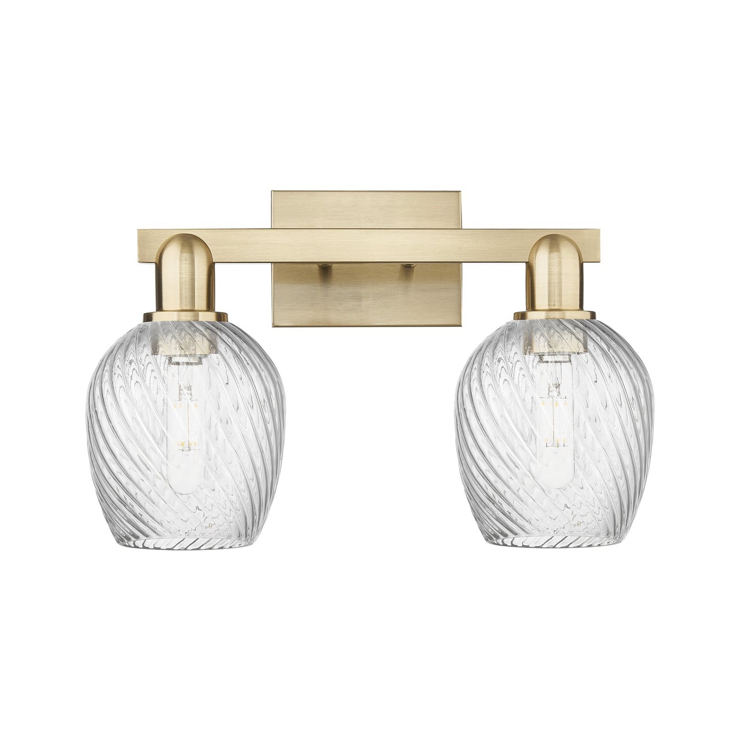 Innovations Salina 17in 2-Light Bath Vanity Light | Industrial Champagne Bronze Steel and Clear Spiral Fluted Glass | Bathroom | Model 716-2W-CB-G292