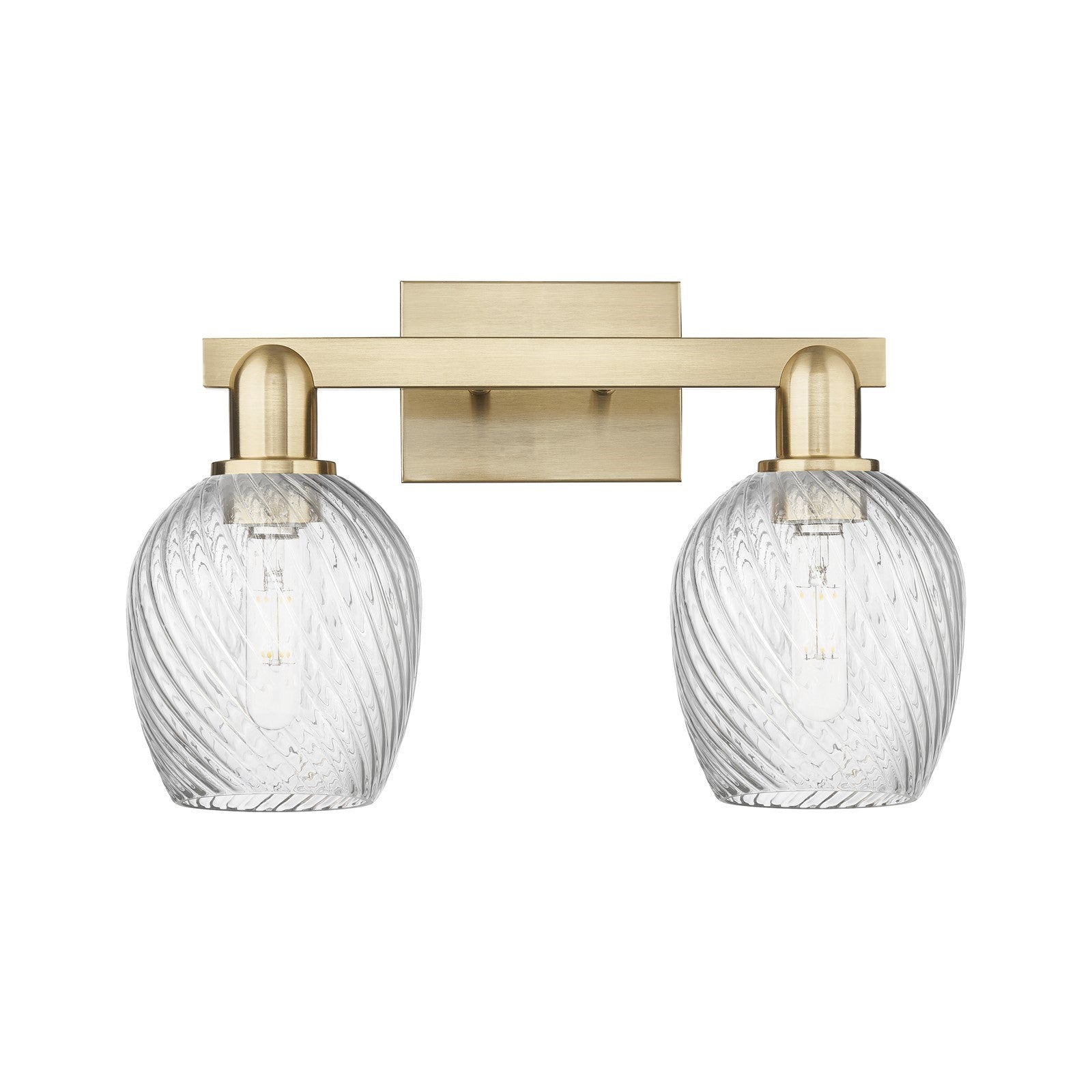 Innovations Salina 17in 2-Light Bath Vanity Light | Industrial Champagne Bronze Steel and Clear Spiral Fluted Glass | Bathroom | Model 716-2W-CB-G292