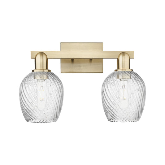 Innovations Salina 17in 2-Light Bath Vanity Light | Industrial Champagne Bronze Steel and Clear Spiral Fluted Glass | Bathroom | Model 716-2W-CB-G292