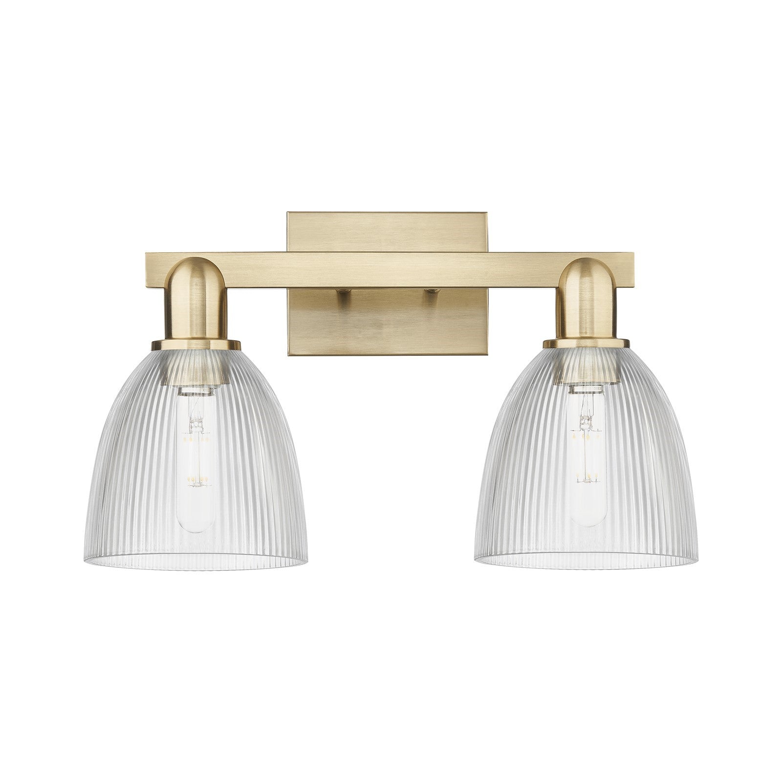 Innovations Castile 17in 2-Light Bath Vanity Light | Industrial Champagne Bronze Steel and Clear Glass | Bathroom Vanity | 17 x | Model 716-2W-CB-G382