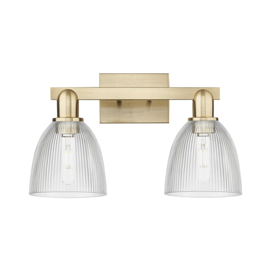 Innovations Castile 17in 2-Light Bath Vanity Light | Industrial Champagne Bronze Steel and Clear Glass | Bathroom Vanity | 17 x | Model 716-2W-CB-G382