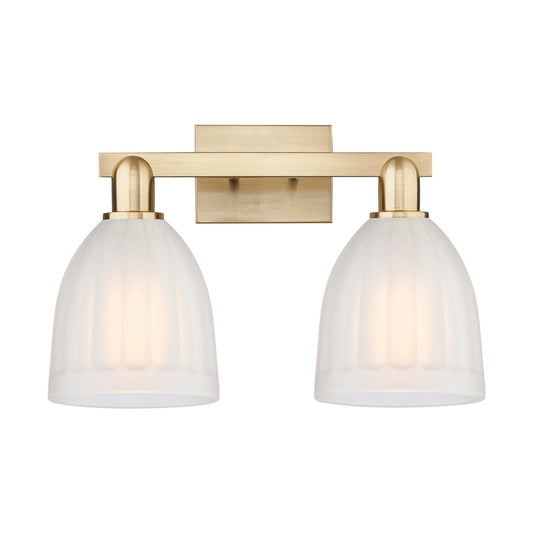 Innovations Brookfield 17in 2-Light Bath Vanity Light | Industrial Champagne Bronze Steel and White Frosted Ribbed Glass | Bathroom | Model 716-2W-CB-G441