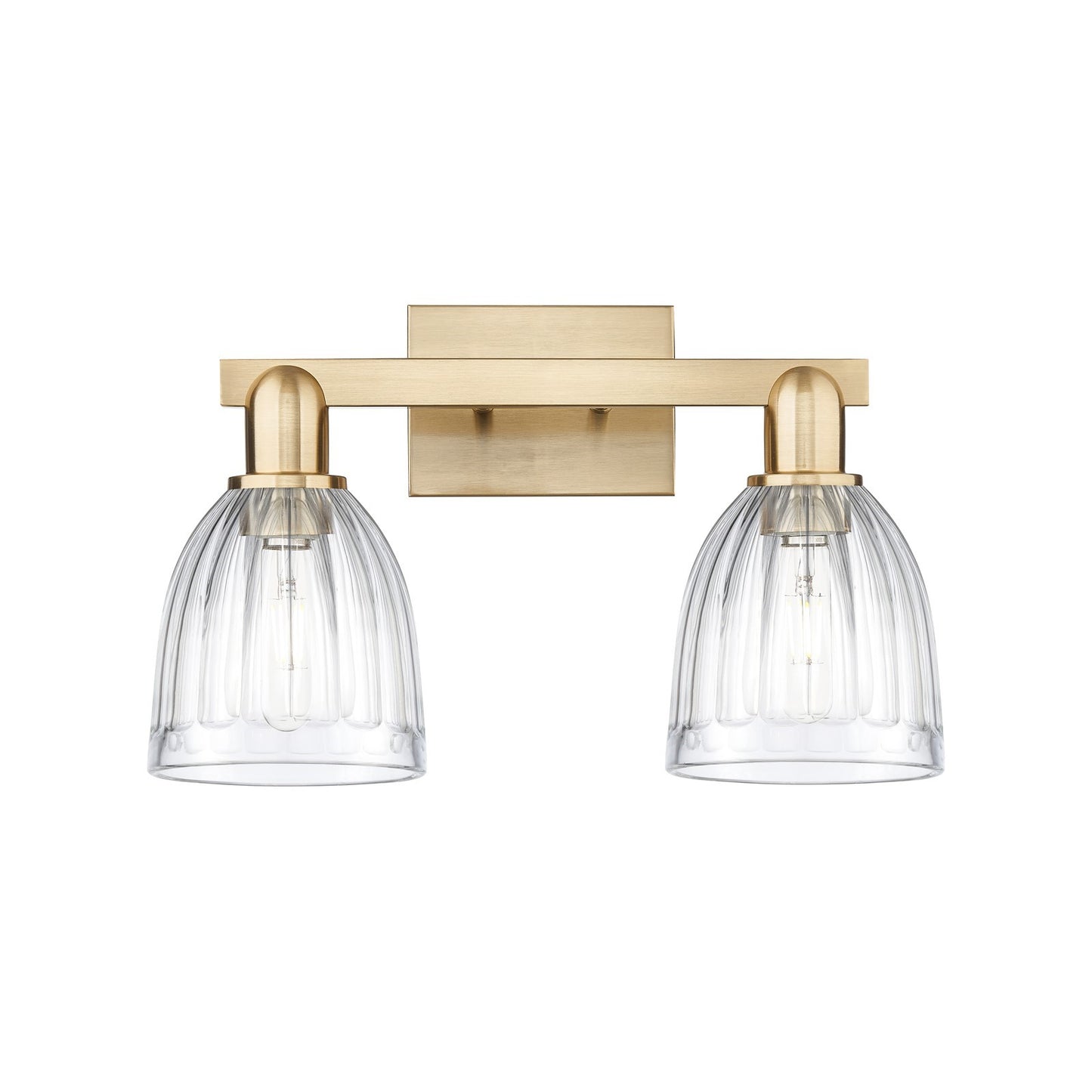 Innovations Brookfield 17in 2-Light Bath Vanity Light | Industrial Champagne Bronze Steel and Clear Ribbed Glass | Bathroom Vanity | Model 716-2W-CB-G442