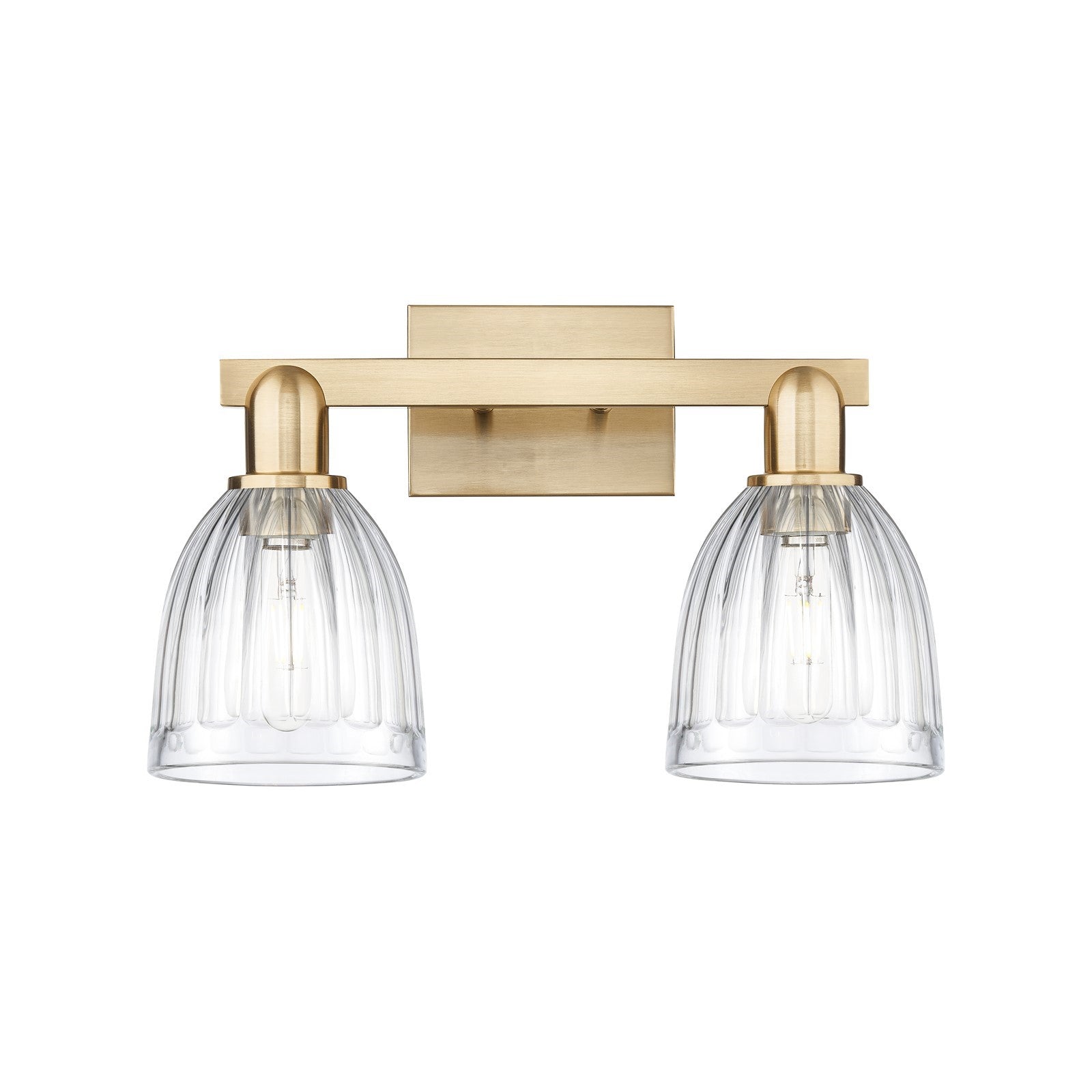 Innovations Brookfield 17in 2-Light Bath Vanity Light | Industrial Champagne Bronze Steel and Clear Ribbed Glass | Bathroom Vanity | Model 716-2W-CB-G442