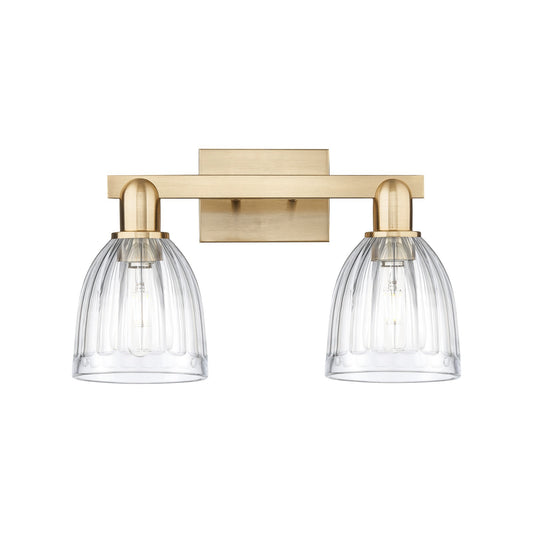 Innovations Brookfield 17in 2-Light Bath Vanity Light | Industrial Champagne Bronze Steel and Clear Ribbed Glass | Bathroom Vanity | Model 716-2W-CB-G442
