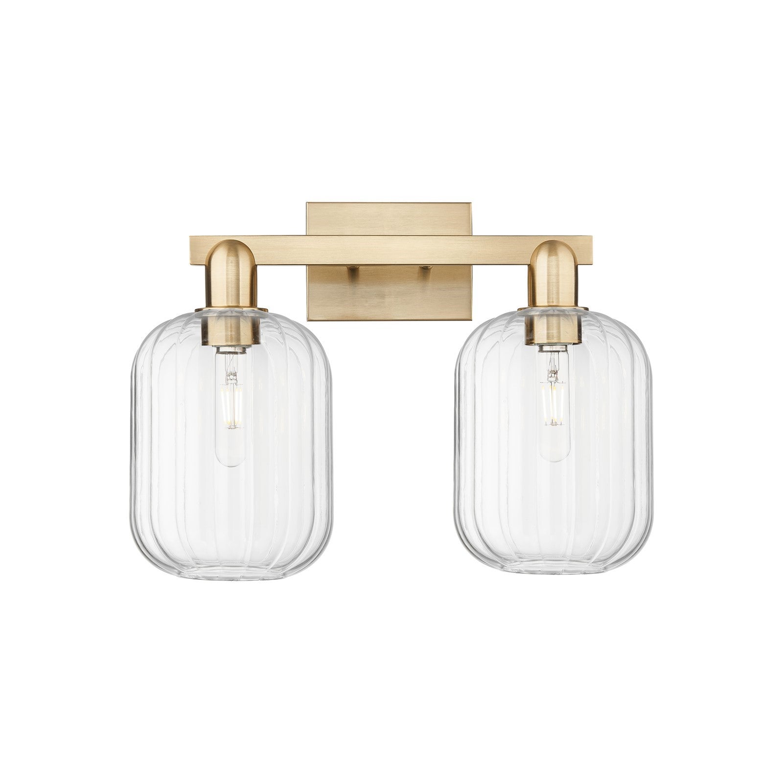 Innovations Preston Cylinder 17.75in 2-Light Bath Vanity | Industrial Champagne Bronze Steel and Clear Glass | Bathroom Vanity | Model 716-2W-CB-G460-7CL