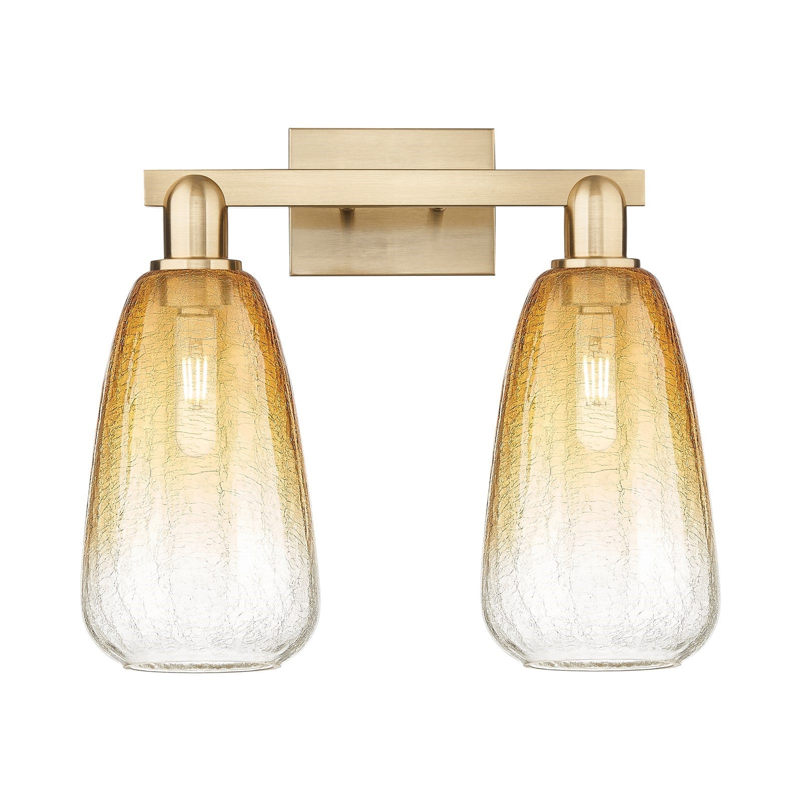 Innovations Brookhaven Almond 17in 2-Light Bath Vanity Light | Industrial Champagne Bronze Steel and Amber Glass | Bathroom | Model 716-2W-CB-G480-6AM