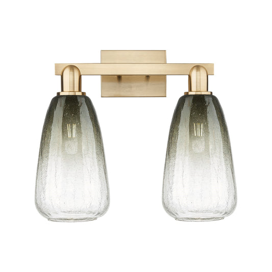 Innovations Brookhaven Almond 17in 2-Light Bath Vanity Light | Industrial Champagne Bronze Steel and Slate Glass | Bathroom | Model 716-2W-CB-G480-6SL