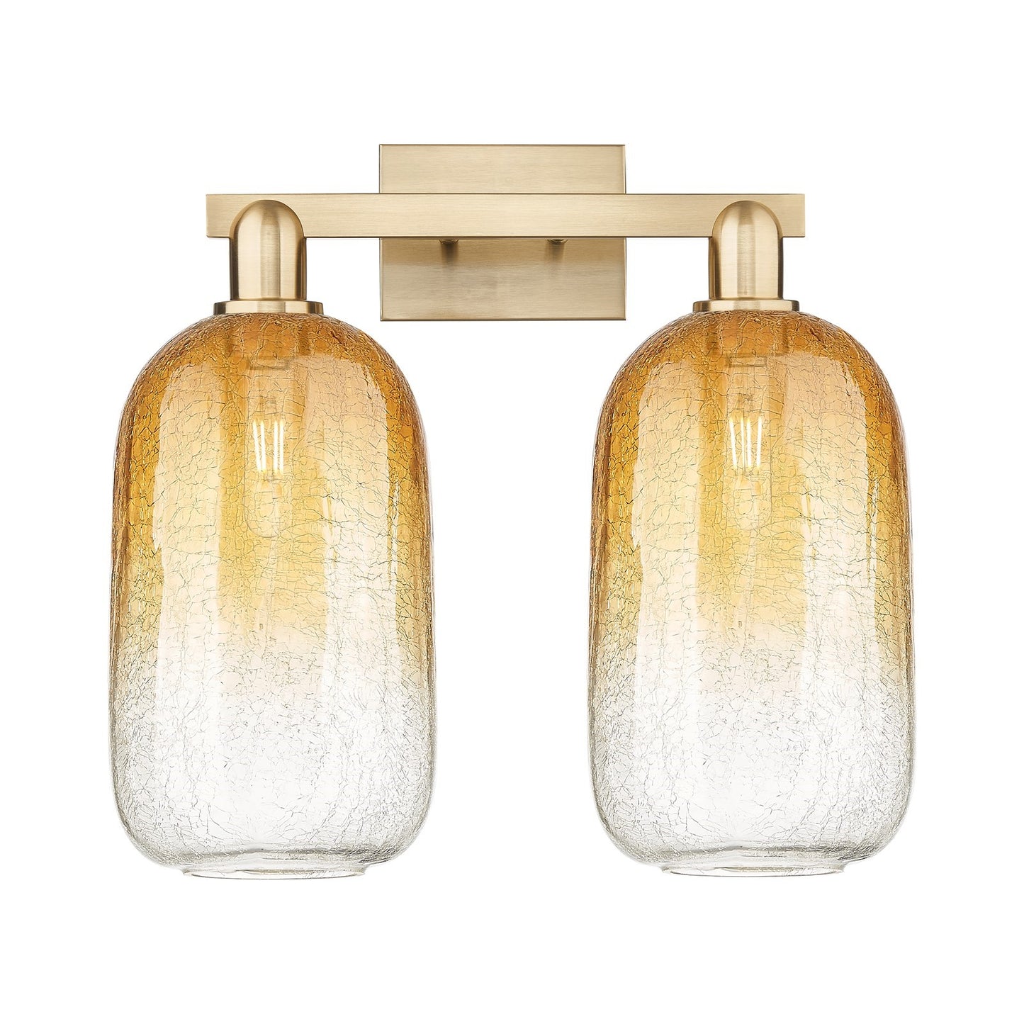 Innovations Brookhaven Cloche 18in 2-Light Bath Vanity Light | Industrial Champagne Bronze Steel and Amber Glass | Bathroom | Model 716-2W-CB-G482-7AM