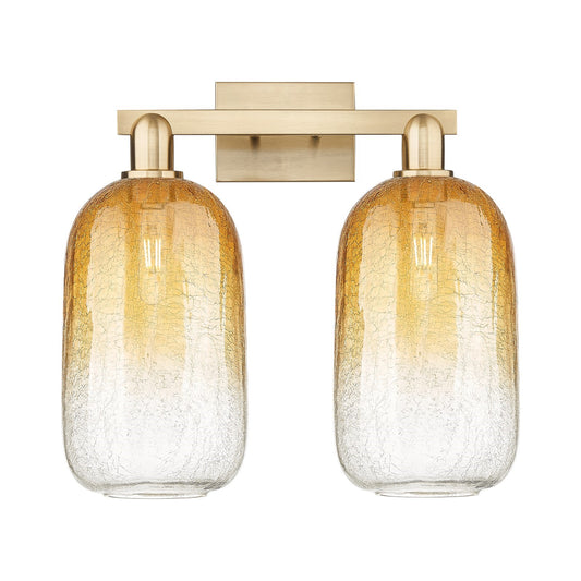 Innovations Brookhaven Cloche 18in 2-Light Bath Vanity Light | Industrial Champagne Bronze Steel and Amber Glass | Bathroom | Model 716-2W-CB-G482-7AM