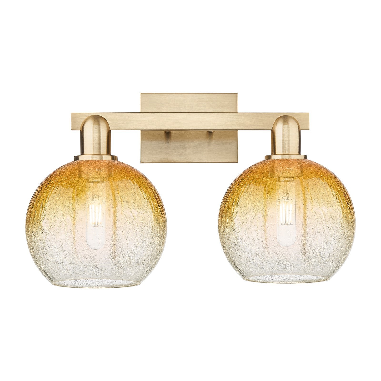 Innovations Brookhaven Globe 19in 2-Light Bath Vanity | Industrial Champagne Bronze Steel and Amber Glass | Bathroom Vanity | Model 716-2W-CB-G483-8AM