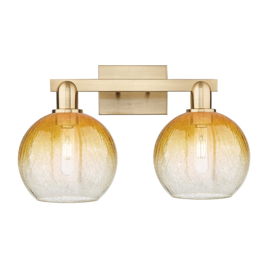 Innovations Brookhaven Globe 19in 2-Light Bath Vanity | Industrial Champagne Bronze Steel and Amber Glass | Bathroom Vanity | Model 716-2W-CB-G483-8AM