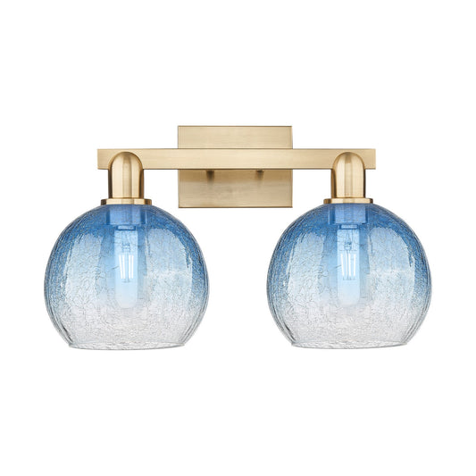 Innovations Brookhaven Globe 19in 2-Light Bath Vanity | Industrial Champagne Bronze Steel and Sapphire Blue Glass | Bathroom | Model 716-2W-CB-G483-8SB