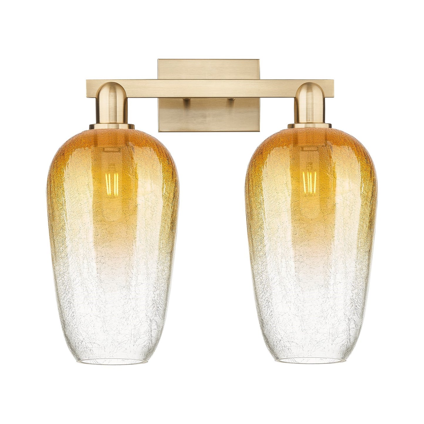 Innovations Brookhaven Flute 18in 2-Light Bath Vanity | Industrial Champagne Bronze Steel and Amber Glass | Bathroom Vanity | Model 716-2W-CB-G484-7AM