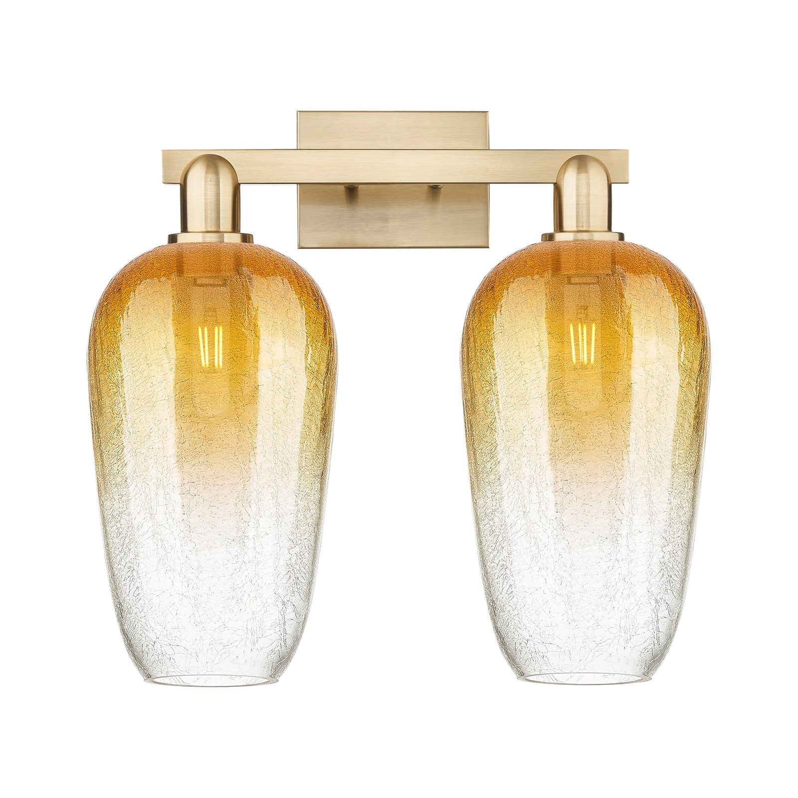Innovations Brookhaven Flute 18in 2-Light Bath Vanity | Industrial Champagne Bronze Steel and Amber Glass | Bathroom Vanity | Model 716-2W-CB-G484-7AM