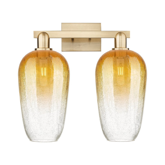 Innovations Brookhaven Flute 18in 2-Light Bath Vanity | Industrial Champagne Bronze Steel and Amber Glass | Bathroom Vanity | Model 716-2W-CB-G484-7AM