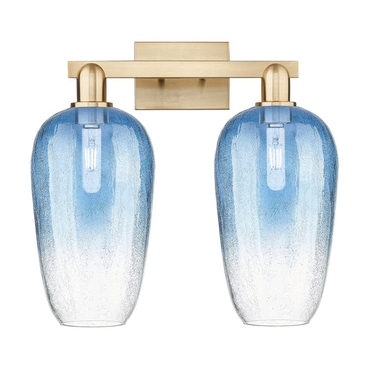 Innovations Brookhaven Flute 18in 2-Light Bath Vanity | Industrial Champagne Bronze Steel and Sapphire Blue Glass | Bathroom | Model 716-2W-CB-G484-7SB