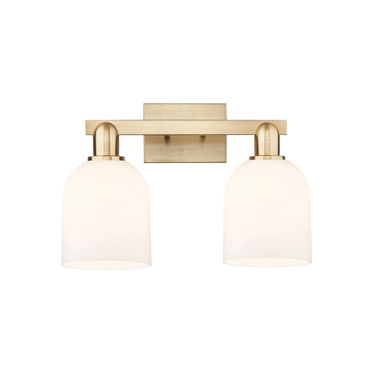 Innovations Bella 17in 2-Light Bath Vanity Light | Industrial Champagne Bronze Steel and White Glass | Bathroom Vanity | 16.5 | Model 716-2W-CB-G558-6GWH