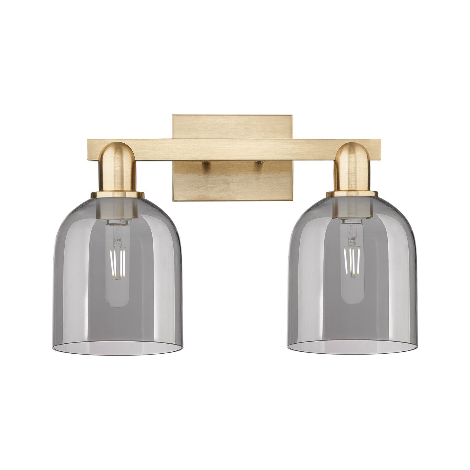 Innovations Bella 17in 2-Light Bath Vanity Light | Industrial Champagne Bronze Steel and Light Smoke Glass | Entryway & Hallway | Model 716-2W-CB-G558-6SM